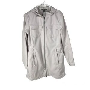 Eddie Bauer spring summer trench coat unlined hoodie women size large ,